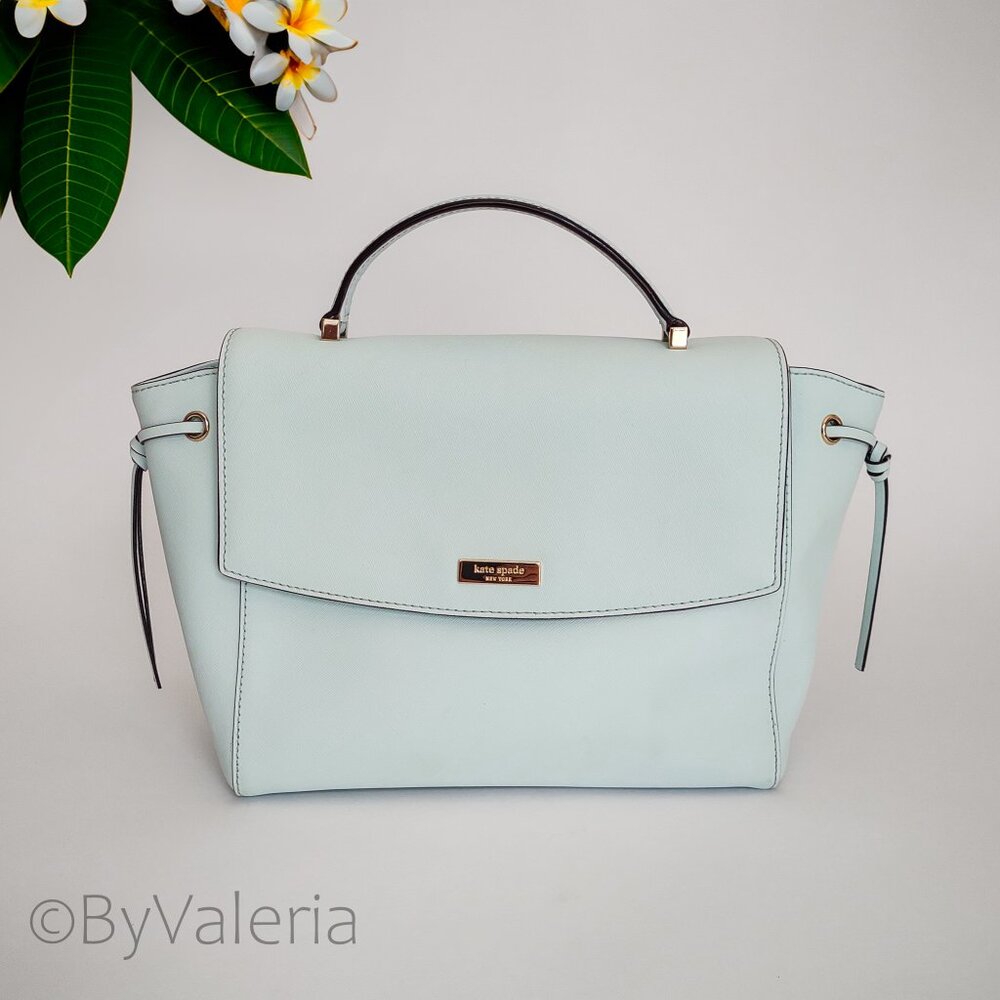 Kate Spade Lilah Lauren Way Leather Satchel Crossbody Bag Blue Coastal Vacation